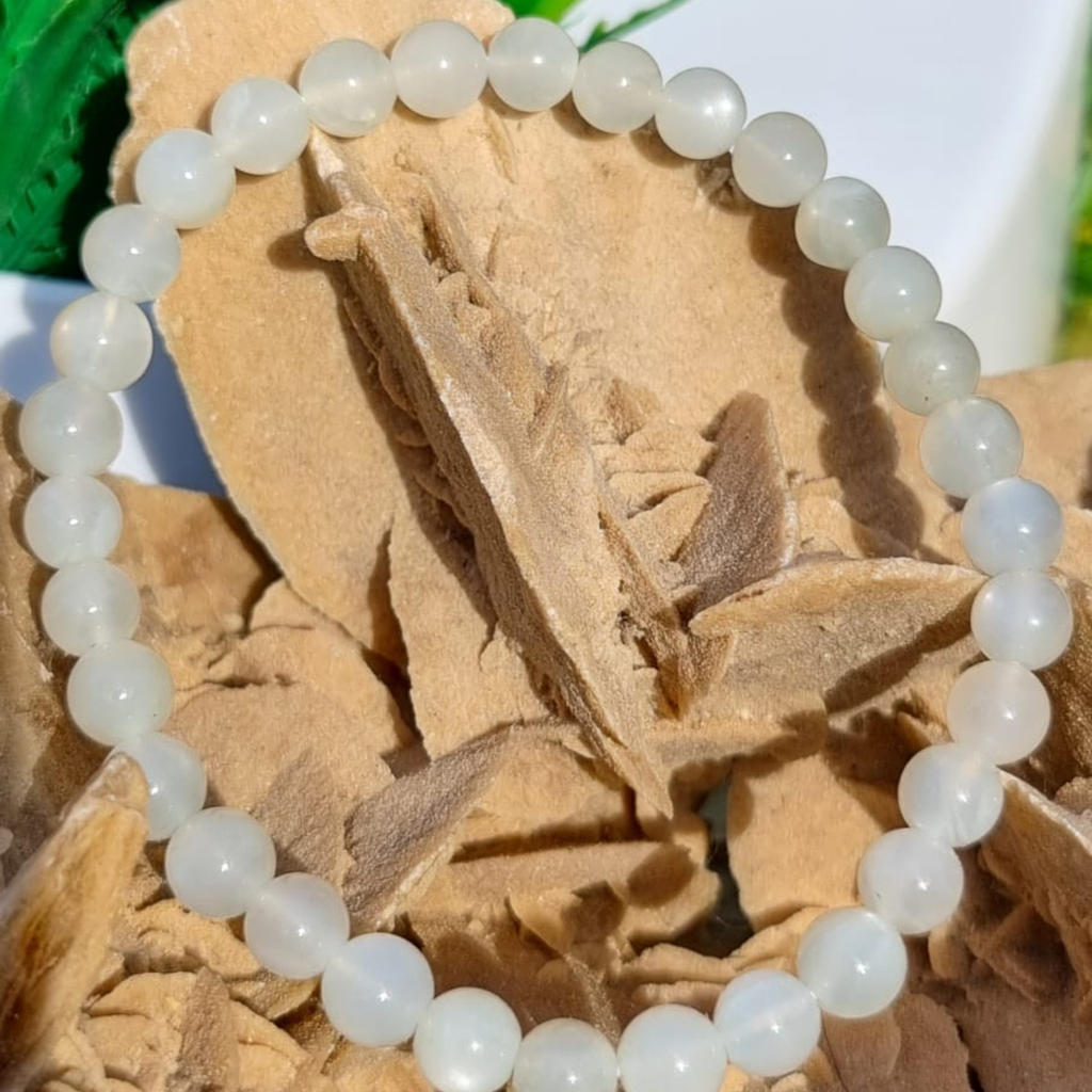 Bracelet Boule Pierre de Lune Beige