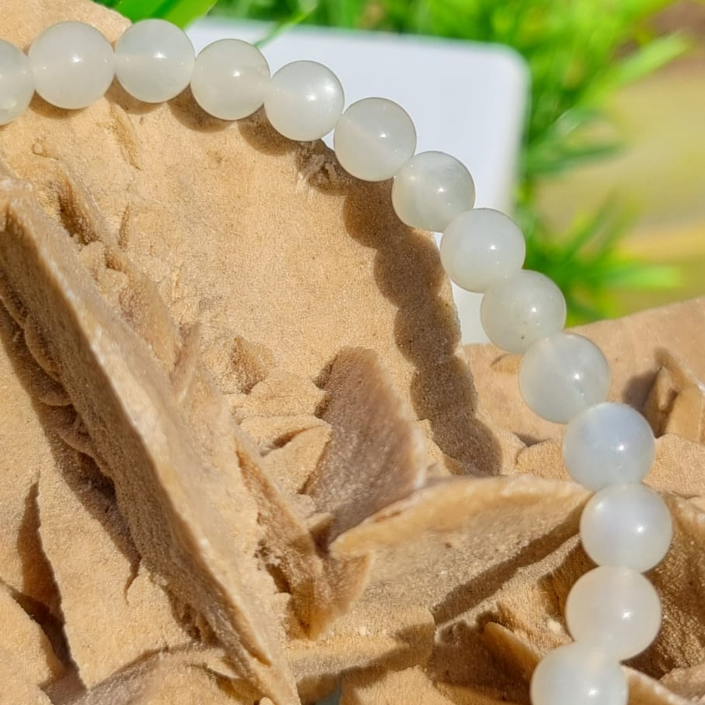 Bracelet Boule Pierre de Lune Beige