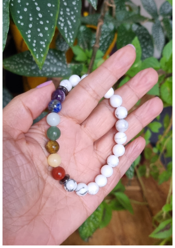 Bracelet Boule 7 chakras Howlite