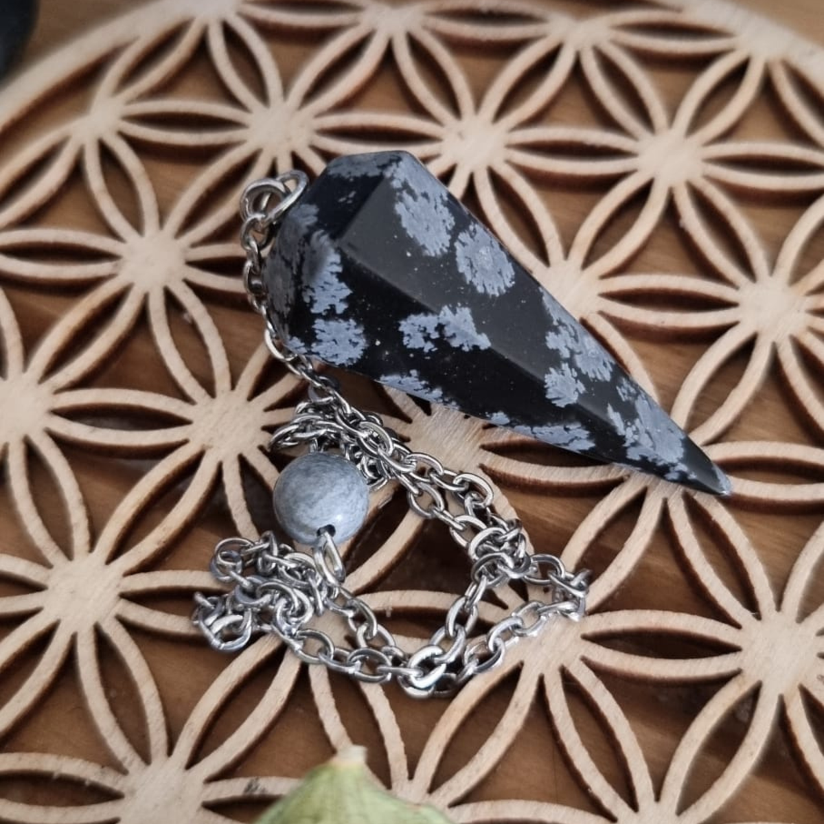 Pendule Cone Obsidienne Flocon de Neige